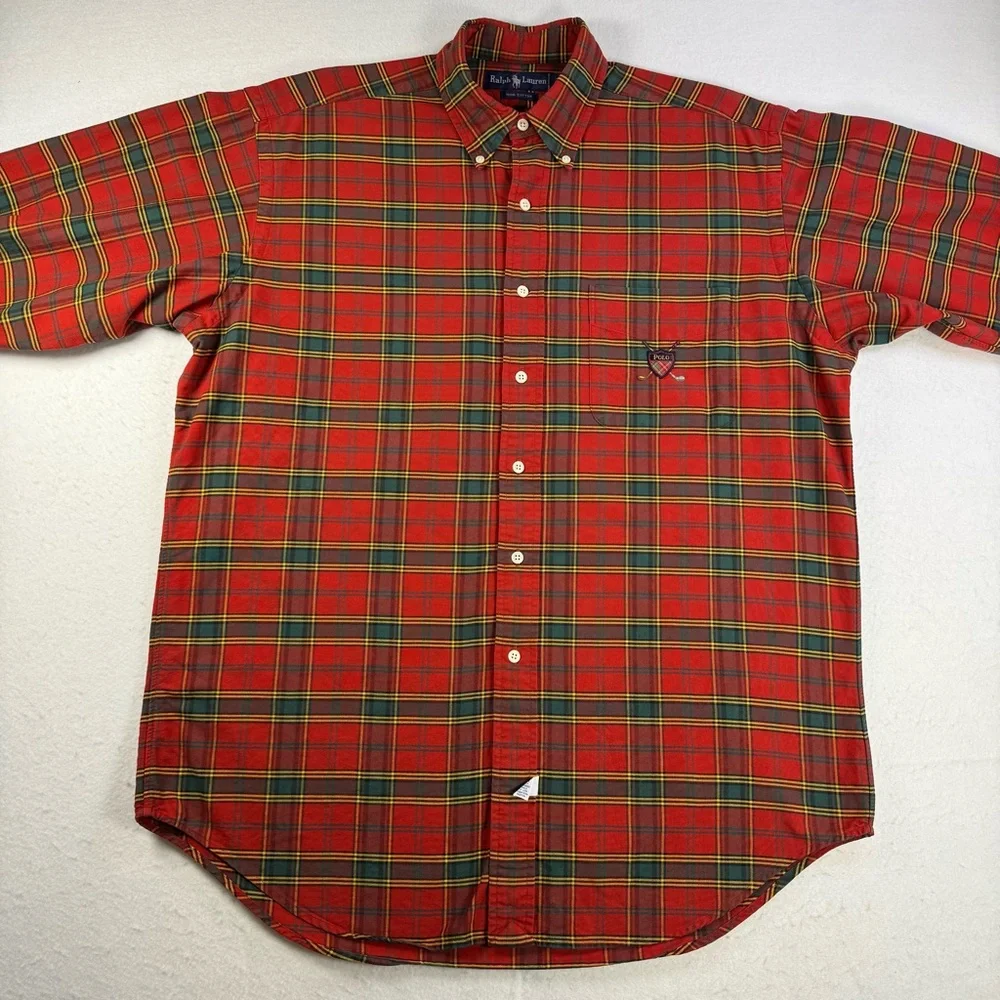 Ralph Lauren Shirt Men’s Medium Plaid Button Down Crest Logo - Picture 2 of 15